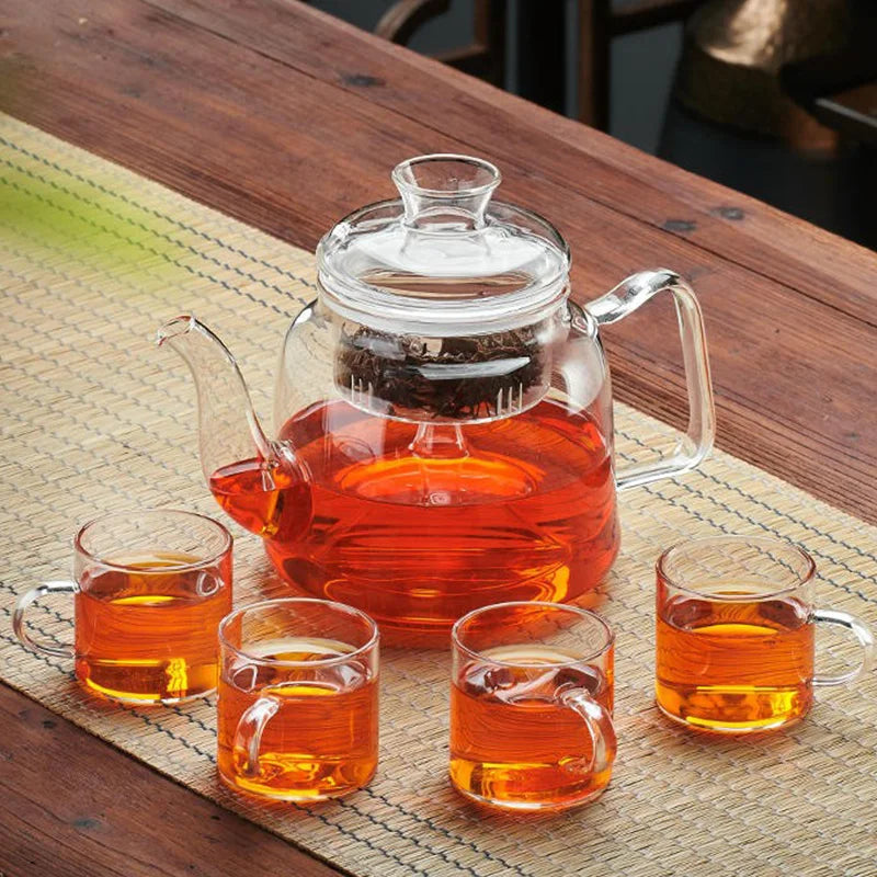 DecorBites™ Glass Tea Pot Set High Quality Filterable Kettle Coffee Pot_TEAIERA™