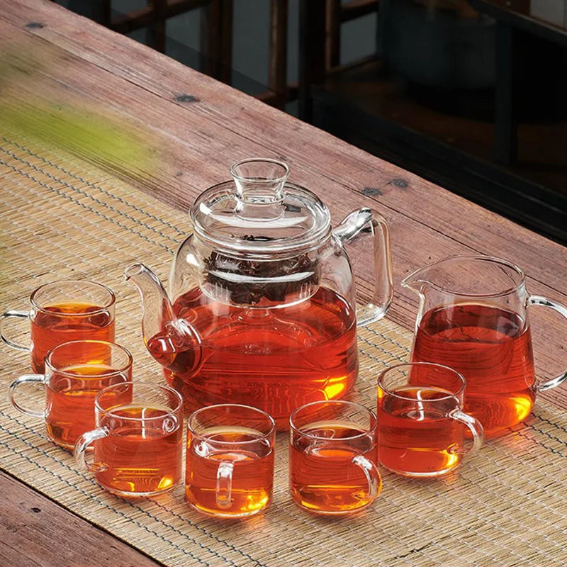 DecorBites™ Glass Tea Pot Set High Quality Filterable Kettle Coffee Pot_TEAIERA™
